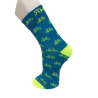 Calcetin azul bicis amarillo fluor